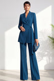 Shawl Lapel Burgundy 2 Piece Pleated Women Suits