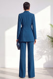 Shawl Lapel Burgundy 2 Piece Pleated Women Suits