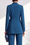 Shawl Lapel Burgundy 2 Piece Pleated Women Suits