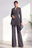 Shawl Lapel Burgundy 2 Piece Pleated Women Suits