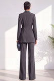 Shawl Lapel Burgundy 2 Piece Pleated Women Suits