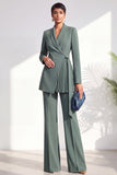 Shawl Lapel Burgundy 2 Piece Pleated Women Suits