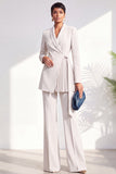 Shawl Lapel Burgundy 2 Piece Pleated Women Suits