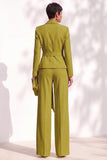 Brown 2 Piece Shawl Lapel Women Suits with Sash