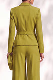Brown 2 Piece Shawl Lapel Women Suits with Sash