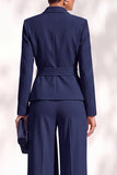 Brown 2 Piece Shawl Lapel Women Suits with Sash