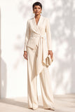 Brown 2 Piece Shawl Lapel Women Suits with Sash