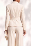 Brown 2 Piece Shawl Lapel Women Suits with Sash