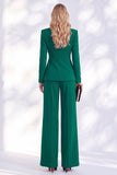 Ruched V-Neck Long Sleeve Blue Women Suits