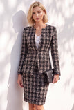 Black 2 Piece Single Buckle Long Sleeve Mini Skirt Suits