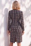 Black 2 Piece Single Buckle Long Sleeve Mini Skirt Suits