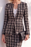Black 2 Piece Single Buckle Long Sleeve Mini Skirt Suits