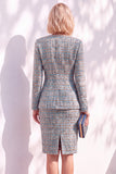 Black 2 Piece Single Buckle Long Sleeve Mini Skirt Suits