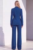 Blue Notched Lapel 2 Piece Women Suits