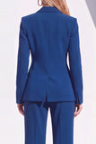 Blue Notched Lapel 2 Piece Women Suits