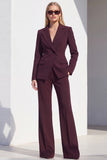 Blue Notched Lapel 2 Piece Women Suits