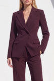 Blue Notched Lapel 2 Piece Women Suits