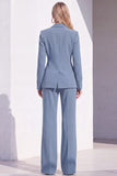 Blue Notched Lapel 2 Piece Women Suits