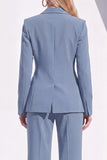 Blue Notched Lapel 2 Piece Women Suits
