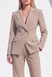 Blue Notched Lapel 2 Piece Women Suits