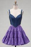 Red and Orange Corset V-Neck A Line Homecoming Dress