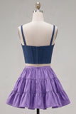 Red and Orange Corset V-Neck A Line Homecoming Dress