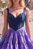 Red and Orange Corset V-Neck A Line Homecoming Dress