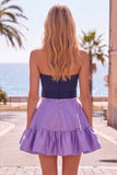 Pink and Fuchsia Strapless A Line Ruffled Homecoming Dress