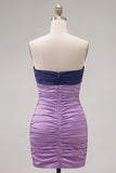Strapless Bodycon Navy and Purple Homecoming Dress