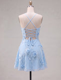 A Line Pink Floral Spaghetti Straps Homecoming Dress