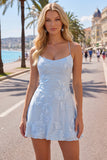 A Line Pink Floral Spaghetti Straps Homecoming Dress