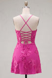 A Line Pink Floral Spaghetti Straps Homecoming Dress