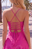 A Line Pink Floral Spaghetti Straps Homecoming Dress