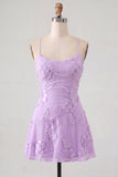 A Line Pink Floral Spaghetti Straps Homecoming Dress