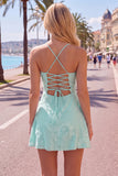A Line Pink Floral Spaghetti Straps Homecoming Dress