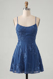 A Line Pink Floral Spaghetti Straps Homecoming Dress