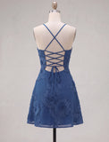 A Line Pink Floral Spaghetti Straps Homecoming Dress