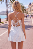 A Line Pink Floral Spaghetti Straps Homecoming Dress