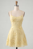 A Line Pink Floral Spaghetti Straps Homecoming Dress