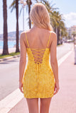 Floral Pink Bodycon Beaded Spaghetti Straps Homecoming Dress