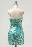 Sequins Bodycon Spaghetti Straps Green Homecoming Dress