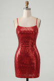 Bodycon Silver Sequins Floral Spaghetti Straps Homecoming Dress