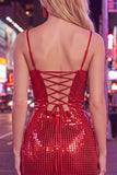 Bodycon Silver Sequins Floral Spaghetti Straps Homecoming Dress