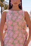 Floral Bodycon Boat Neck Blue Homecoming Dress With Bow