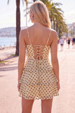 A Line Spaghetti Straps White Black Dot Sequins Homecoming Dress