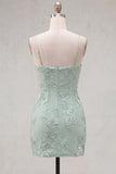 Pink Floral Bodycon Spaghetti Straps Homecoming Dress