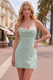 Pink Floral Bodycon Spaghetti Straps Homecoming Dress