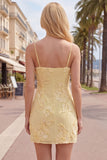 Pink Floral Bodycon Spaghetti Straps Homecoming Dress