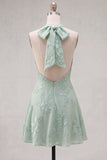 Halter Floral A Line Yellow Homecoming Dress