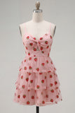 Spaghetti Straps White A Line Tiered Homecoming Dress